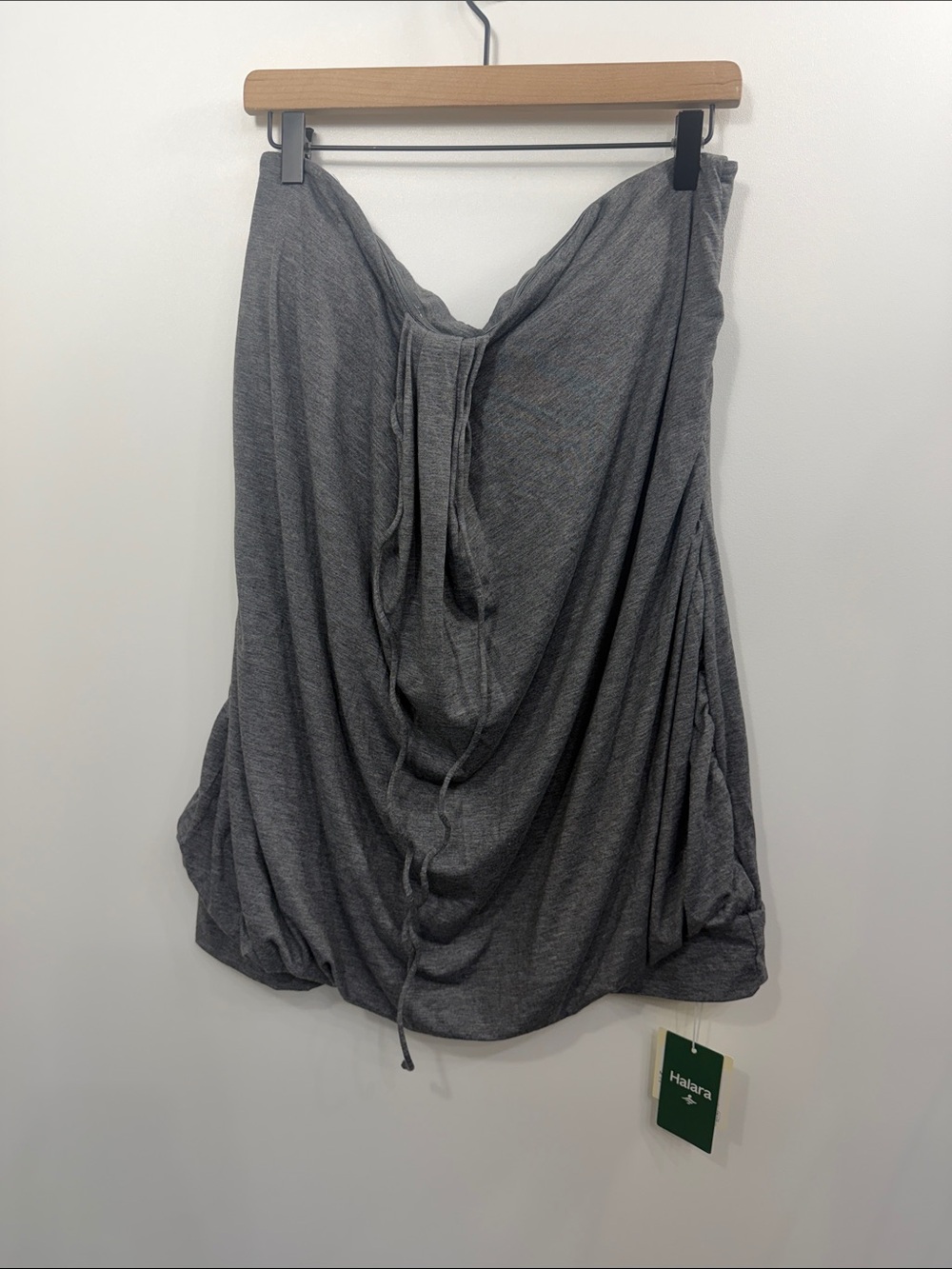 HALARA Halter tie back built in bra body con micro mini dress gray size XL.NWT
